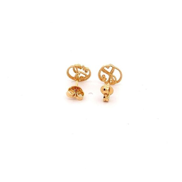 18K Yellow Gold Earrings Stud Love Heart Tiny 1.26 grams - Picture 10 of 13